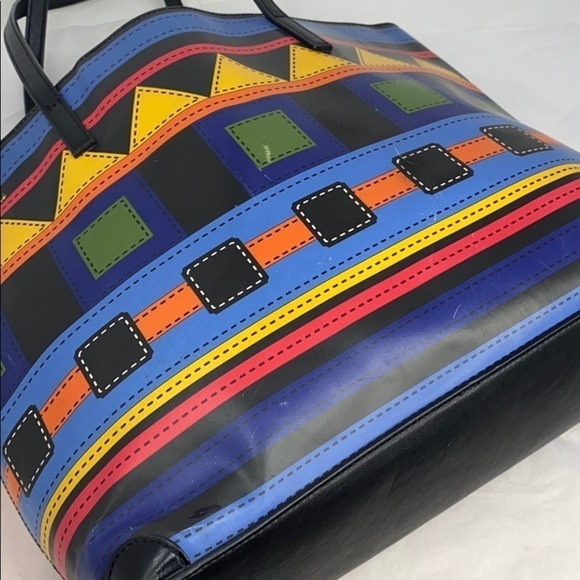 Tua Braccialini Large Black Multi Color Block Tote - Picture 11 of 12